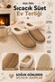 Women's Fur Stripe Detailed Orthopedic Soft Sole Stylish Home Daily Slippers Women's Home Slippers