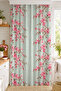 Digital Printed Single Wing Background Curtain with Pink Flowers and Mint Background (with Pillowcase as a Gift) - 2