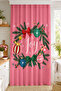 Joy Written Christmas Pine Branch and Colorful New Year Ornament Patterned Digital Printed Single Wing Background Curtain (Throw Pillow)
