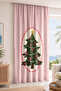 Christmas Pine Tree and Bow Pattern Digital Printed Single Wing Background Curtain (with Cushion Cover as a Gift)