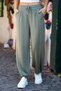 Soft Textured Adjustable Waist Barrel Jogger Sweatpants with Sewing Details - 2
