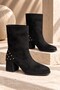 Vi̇yora Women's Boots with Blunt Toe and Studded Detail on Thick Heel