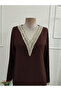 Women's long sleeve lace v-neck short viscose two-ply dress - 4
