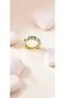 Green and White Enamel Adjustable Steel Ring with Flower Figure - Anti-Tarnish - 3