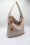Women's Cream Large Size Scarf Detailed Casual Lined and Zippered Hand, Arm and Shoulder Bag - 4
