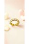 Floral Motif Yellow and White Enamel Adjustable Steel Ring - Tarnish Resistant - 3
