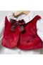 Baby Girl Red Plush Vest, Plaid Shorts and Bag 4-Piece Set 100% Cotton - 4