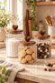 3-Piece Heart Acacia Lid Glass Jar Set 1000 ml + 1300 ml + 1600 ml – Ribbed Glass Storage Jar Set - 4