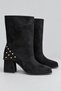 Vi̇yora Women's Boots with Blunt Toe and Studded Detail on Thick Heel - 2