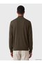 Khaki Regular Fit High Collar Men's Knitwear Cardigan - 4