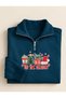 New Season 3 Threaded Combed Cotton Half-Zipper Christmas Themed Sweatshirt