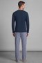 Men's Cotton Long Sleeve Pajama Set Navy Blue-Ecru - 2
