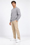 Men's Gray Crew Neck Basic Sweatshirt 3 Yarn Soft Fabric - 6