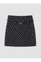 Black Belted Polka Dot Crepe Mini Skirt - 5