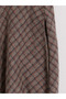 Beige Zippered Plaid A-Line Skirt - 3
