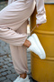 Soft Textured Adjustable Cuffs Barrel Jogger Set with Seam Detail on the Bottom and Asymmetric Collar Top - 6