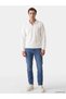White Polo Collar Printed Men's Sweatshirt - 2