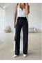 Women's Black Color Diamond Stone Pattern Detailed Wide Leg Trousers - 5