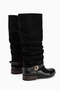 Raine Black Suede Bellows Buckle Women's Boots - 5