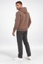 Men's Brown Sweatshirt Soft Textured Hooded Side Pockets Relaxed Fit - 7