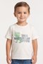 Toddlers Boy Short Sleeve Graphic Print T-Shirt, Cream