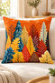 Autumn Forest and Sun Themed Decorative Throw Pillow Cover – Orange Navy Blue Tree Pattern 43X43 cm – (Double Sided) - 5