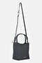 Women Brand Logo Handbag, Black - 3