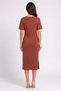 Women Solid Midi Dress, Brown - 4