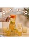 Diamond Cut Glass Jug Set with Lid Set of 7 and Orange Jug Set Combo,(6 Pieces Glasses 240ML and 1 Water Juice Jug 1.4 Liter) Glass and Jug Set - 3