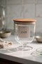 Wooden Lid Candy Storage Jar 1500 ml – Transparent Hard Plastic Kitchen Sugar Jar with Stand 18X14 cm