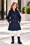 Girl's Waterproof Trench Coat with Belt and Pockets, Woven Fabric, Rain and Wind Protection, 6-9 Years Old