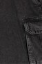 Women Mom Fit Washed Cargo Packet Denim Shorts, Black - 5