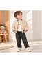 Boys' 3-Piece Set Khaki Quilted Bomber Jacket, Printed T-Shirt and Jeans 2-3-4-5 Years Old - 2