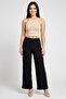 Women Regular Fit Textured Wide Leg Pants, Black - 2