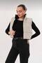 Women's Double-Sided Wearable Zippered Sleeveless Puffer Crop Coat Vest with Pockets