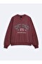 Relaxed Fit Faded Fabric Text Printed Burgundy Sweatshirt - 4