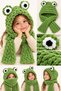 Children's Unisex Frog Balaclava 3 in 1 Hooded Neck Collar Long Scarf Puffy Hand Knitted Green Winter - 5