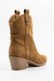 Women's Tan Western Patterned Short Cowboy Boots Lahos - 3