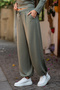 Soft Textured Adjustable Legs Barrel Jogger Bottom Asymmetric Collar Top Set - 6