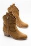 Women's Tan Western Patterned Short Cowboy Boots Lahos