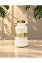 1 L Glass Inner Chamber Polymer Body Jug Thermos Tea Coffee Hot Cold Holder White Gold Detailed - 5