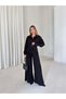 Women's Zipper Detailed Belted Waist Pleated Bottom Two-Piece Set