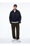 Relaxed Fit Pocket Detailed Navy Blue Coat