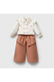 Miss Ladies Bowknot Embroidered Shirt and Pants 2-Piece Set - 2