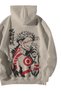Unisex Cream Oversize Hoodie - Jujutsu Kaisen Sukuna Anime Printed 3 Thread Threaded Hooded Sweatshirt - 3