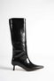 Noir Black Patent Leather Pointed Toe Short Heeled Women's Boots - 2