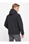 Men's Navy Blue Hooded Regular Fit Coat - 4