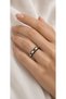 Blue and White Heart Motif Black Enamel Adjustable Steel Ring - 2
