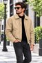 Oversize Men's Classic Collar Leather Coat with Fleece Fur Inside - Windproof Jacket - 3