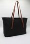 Women's Black Tan Satin Canvas Mega Large Size Belt Strap Lined Handbag. Arm and Shoulder Bag - 2